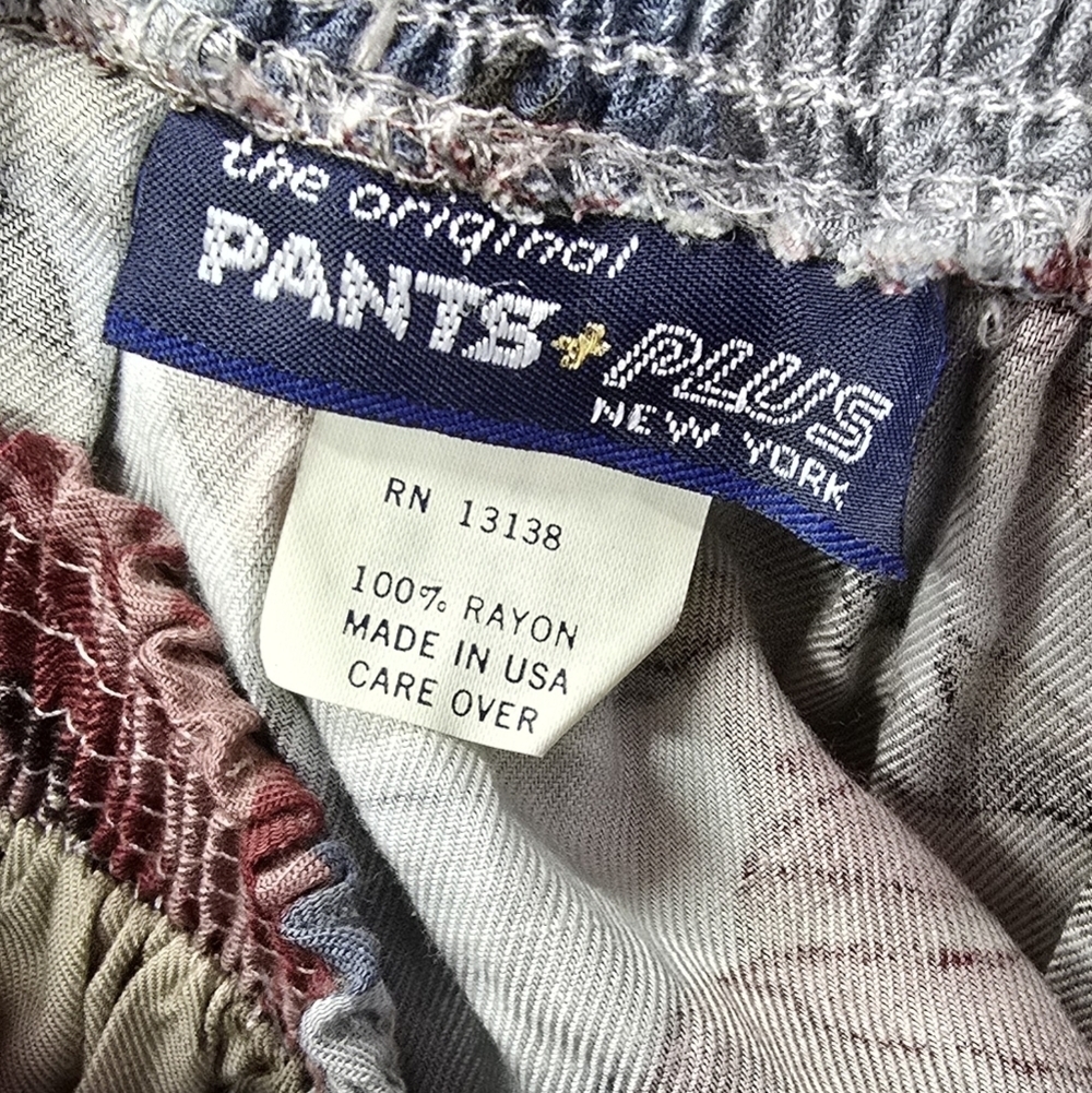 Vintage 90s The Original Pants Plus Floral Maxi Skirt Blue Burgundy Taupe Size L - Picture 5 of 12